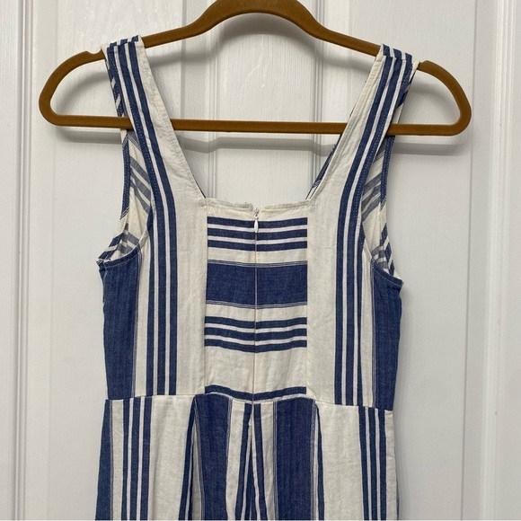 Taylor & Sage Linen Blend Tulip Leg Jumper Romper Blue White Stripes Small - Picture 8 of 16